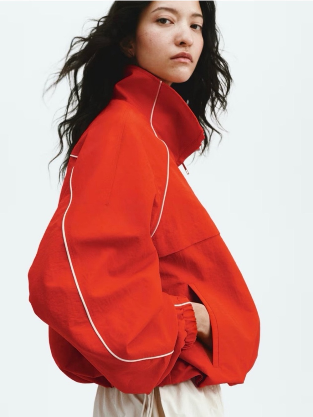 H&M Edition Oversized Nylon Anorak Jacket (Bright Red) Medium NWT Viral S/S 2026 - Picture 2 of 4